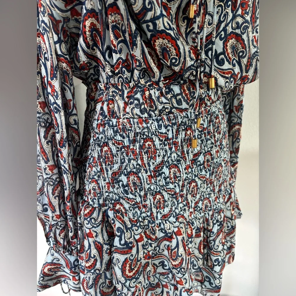 Karina Grimaldi boho set blouse and skirt s/xs Eliza Paisley print EUC